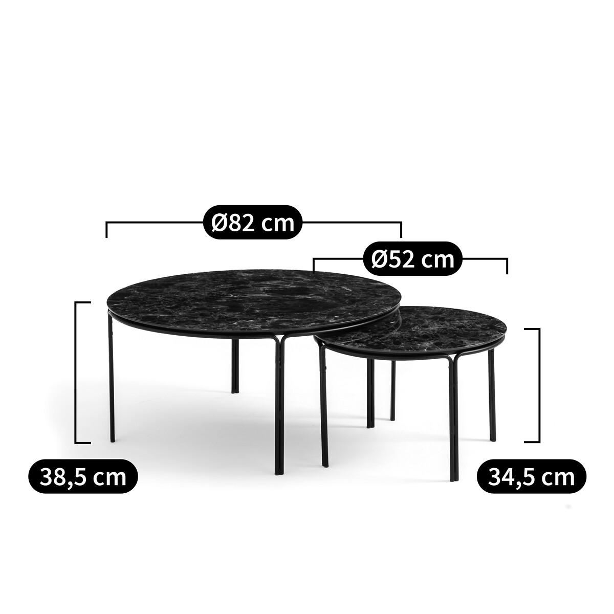 LA REDOUTE INTERIEURS<br>Conjunto de 2 mesas de centro redondas com efeito mármore, Chici