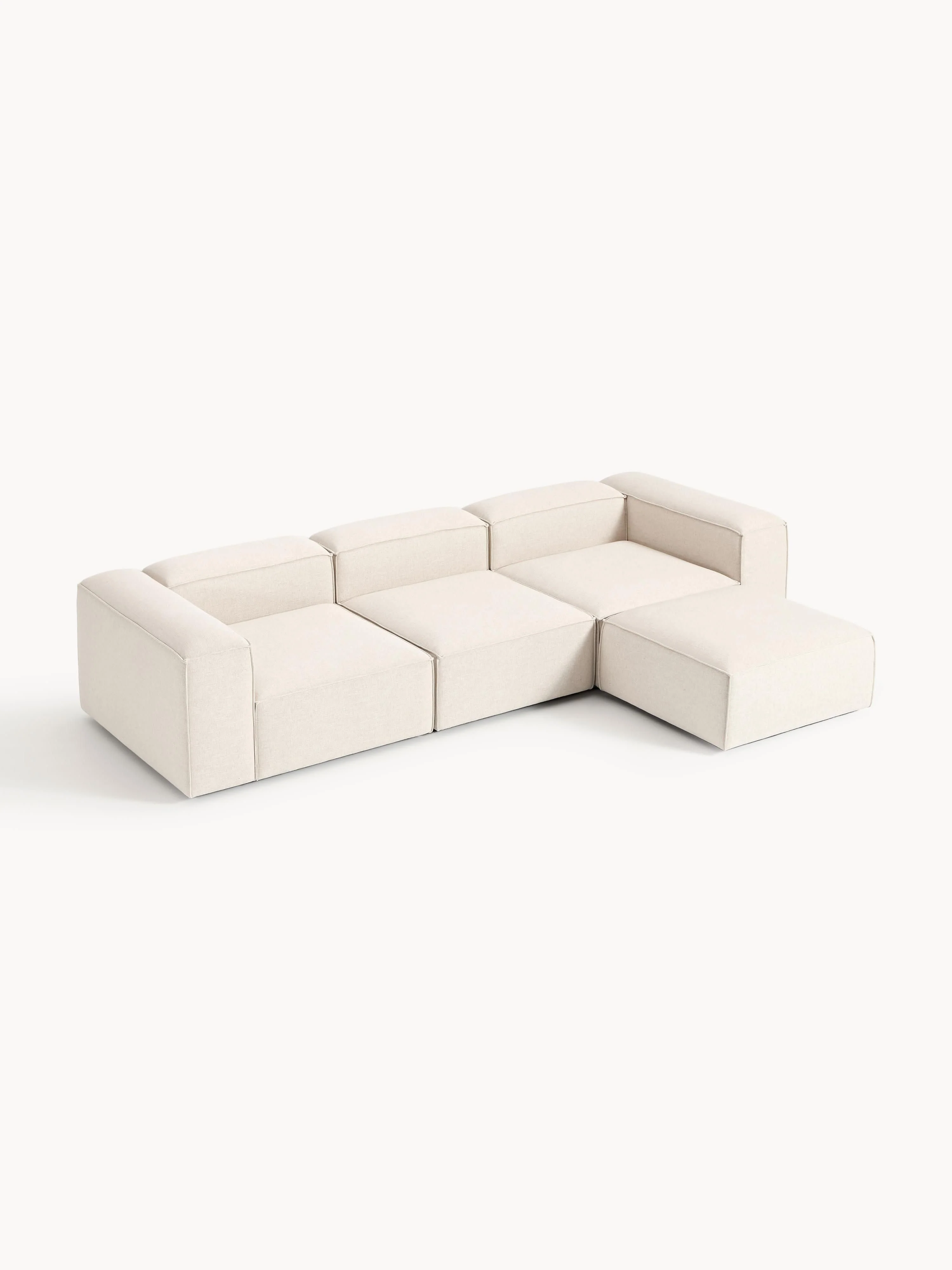 Modulaire bank Lennon (4-zits) van linnenmix met poef (links/rechts)