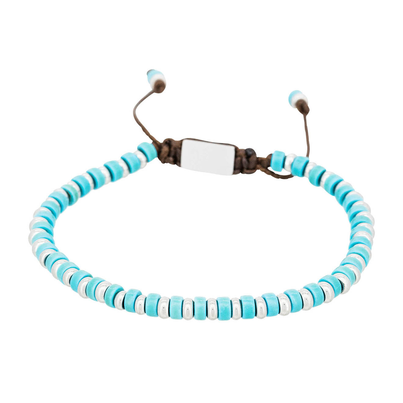 Jacobson Bracelet Blue Disk Stone en Acier & Perles bleu