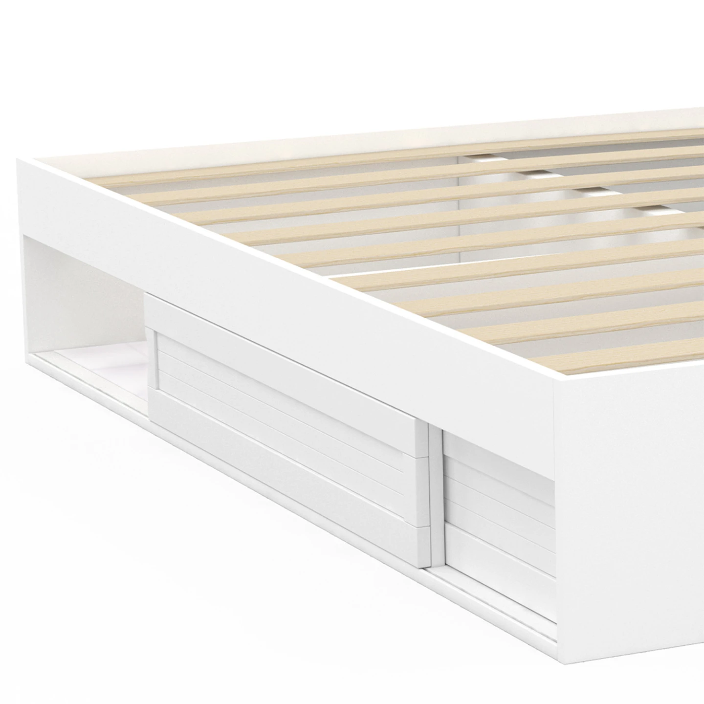 Cadre de lit double SALEM avec rangements et sommier 140 x 190 cm blanc