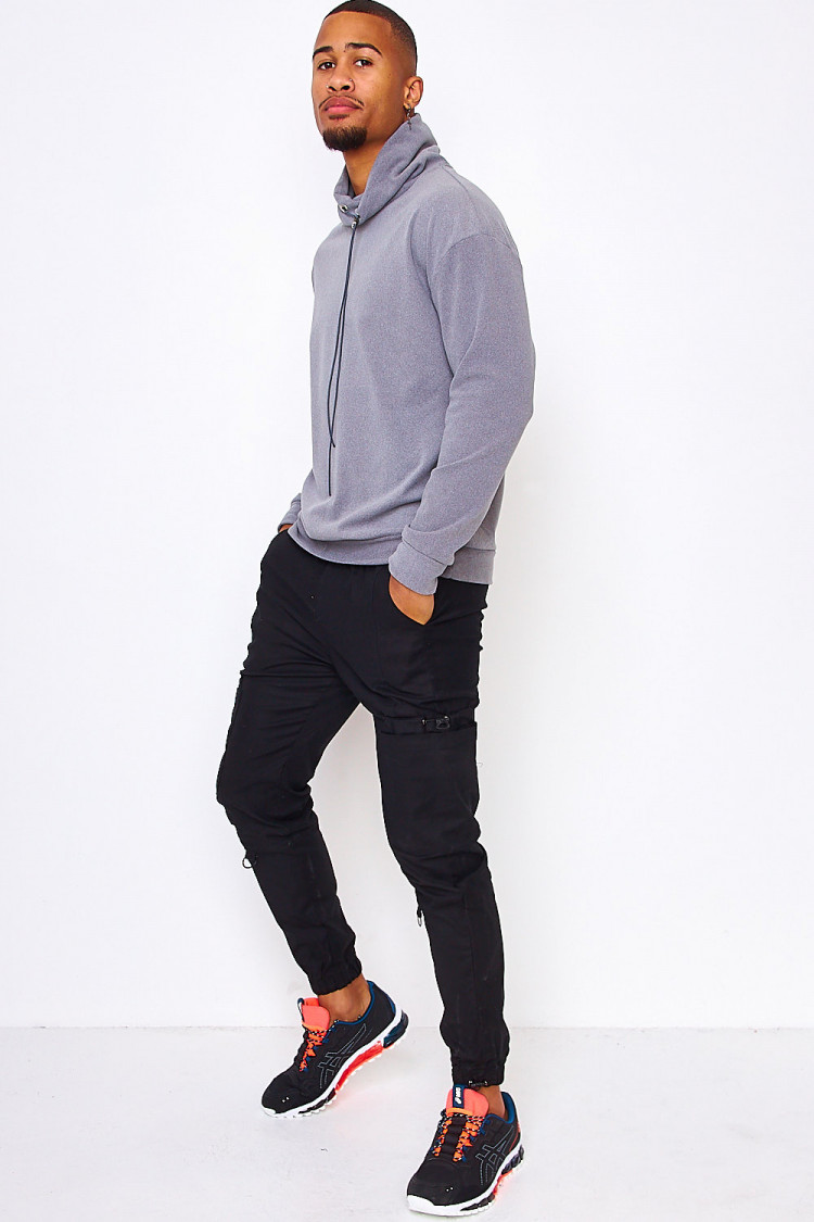 Pull en velours gris col ajustable