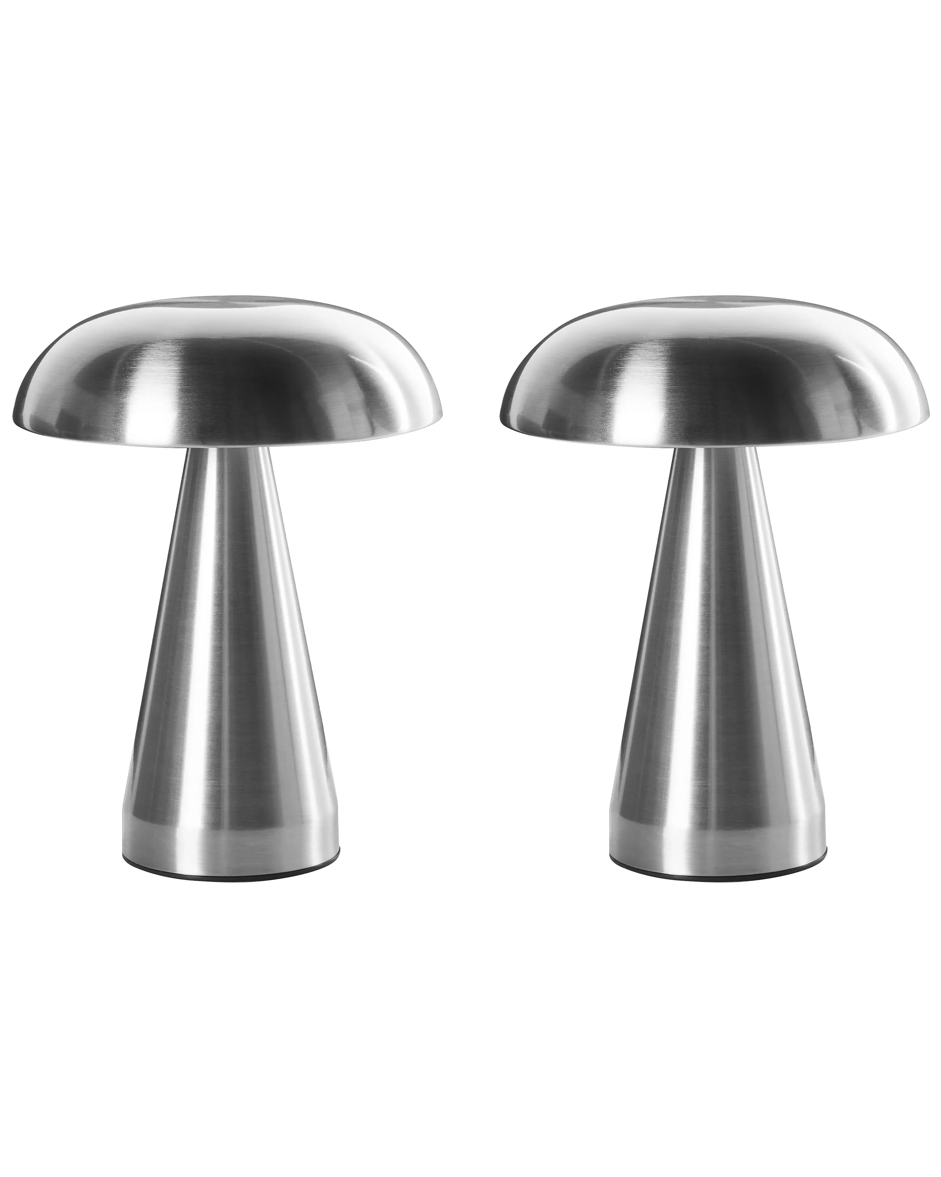 Set van 2 draadloze LED tafellampen KULFO met dimmer Metaal Zilver