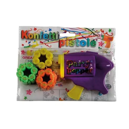 Rasehorn Mini Konfettipistole mit 3 Magazinen 6 Schuss