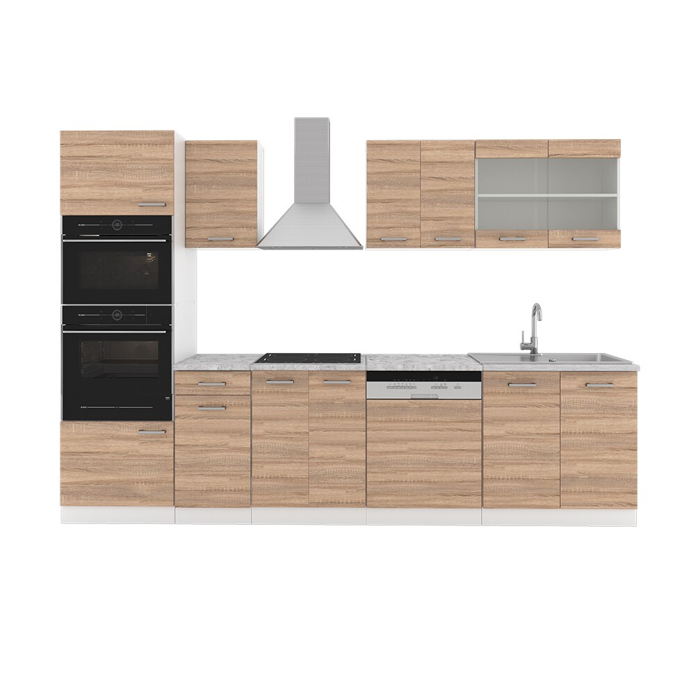 VICCO KÜCHE R-LINE 300 CM KÜCHENZEILE KÜCHENBLOCK EINBAUKÜCHE – SONOMA EICHE
