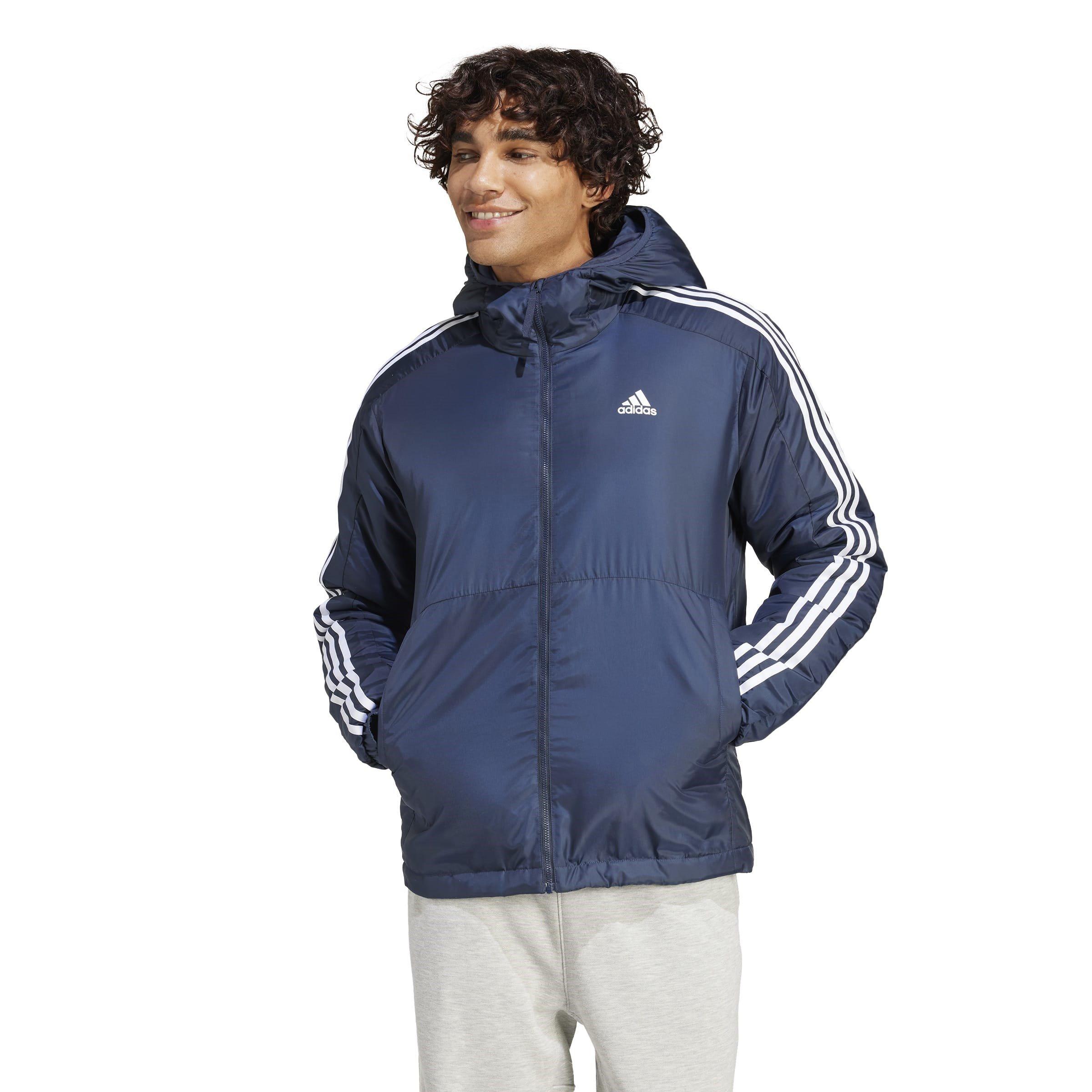 adidas 3 Stripe Essential Hooded Jacket Mens