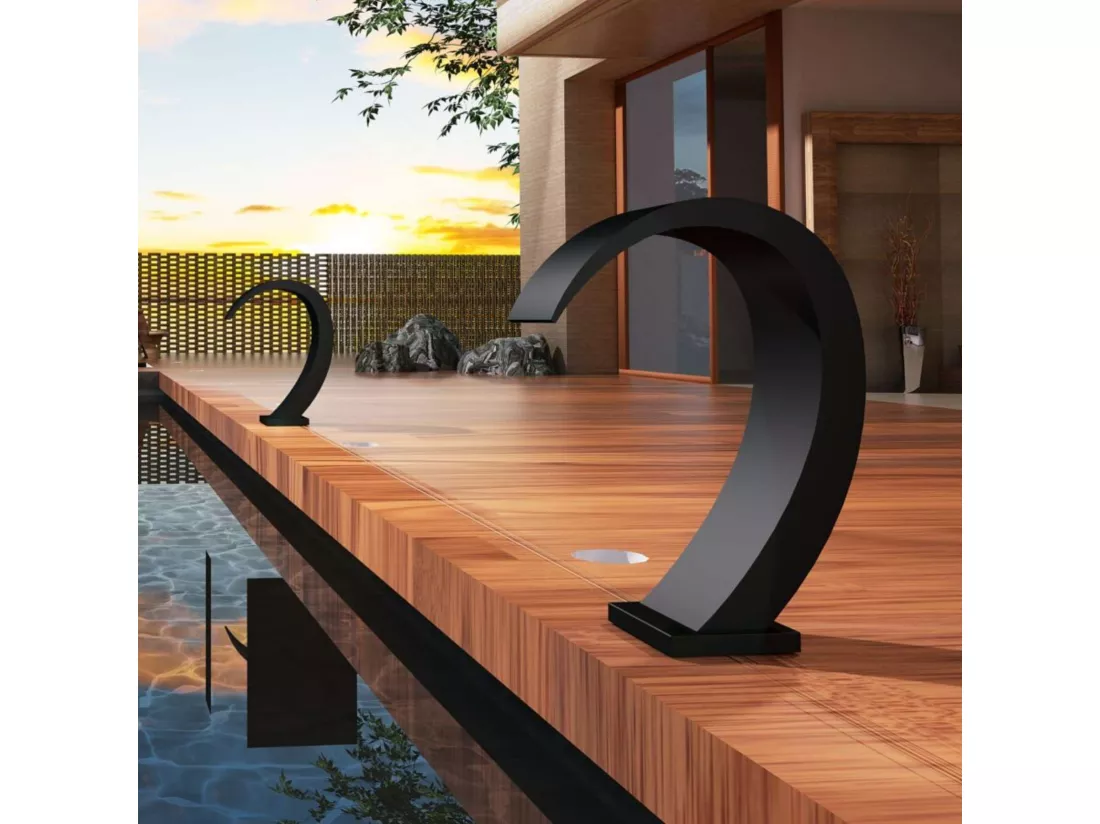 Cascade de piscine Iguazu en Acier Inox.S316 Noir Mat - Corps 60x55mm - H.54cm - Garantie 10 ans - POOL IMEX