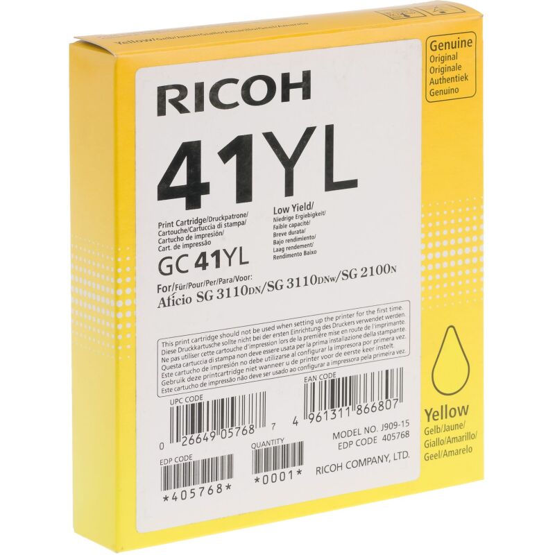 Cartouche Ricoh GC41 cartouches couleurs séparées pour imprimante gel d'encre