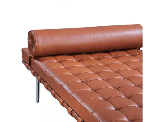 Méridienne design cuir marron capitonné Larkow