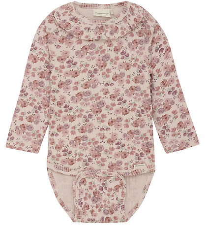 Minymo Body L/æ - Rib - Peach Peitsche m. Blumen