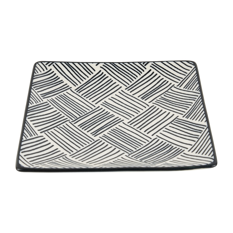 Tapas bord Sevilla - zwarte streepjes - 15x15 cm