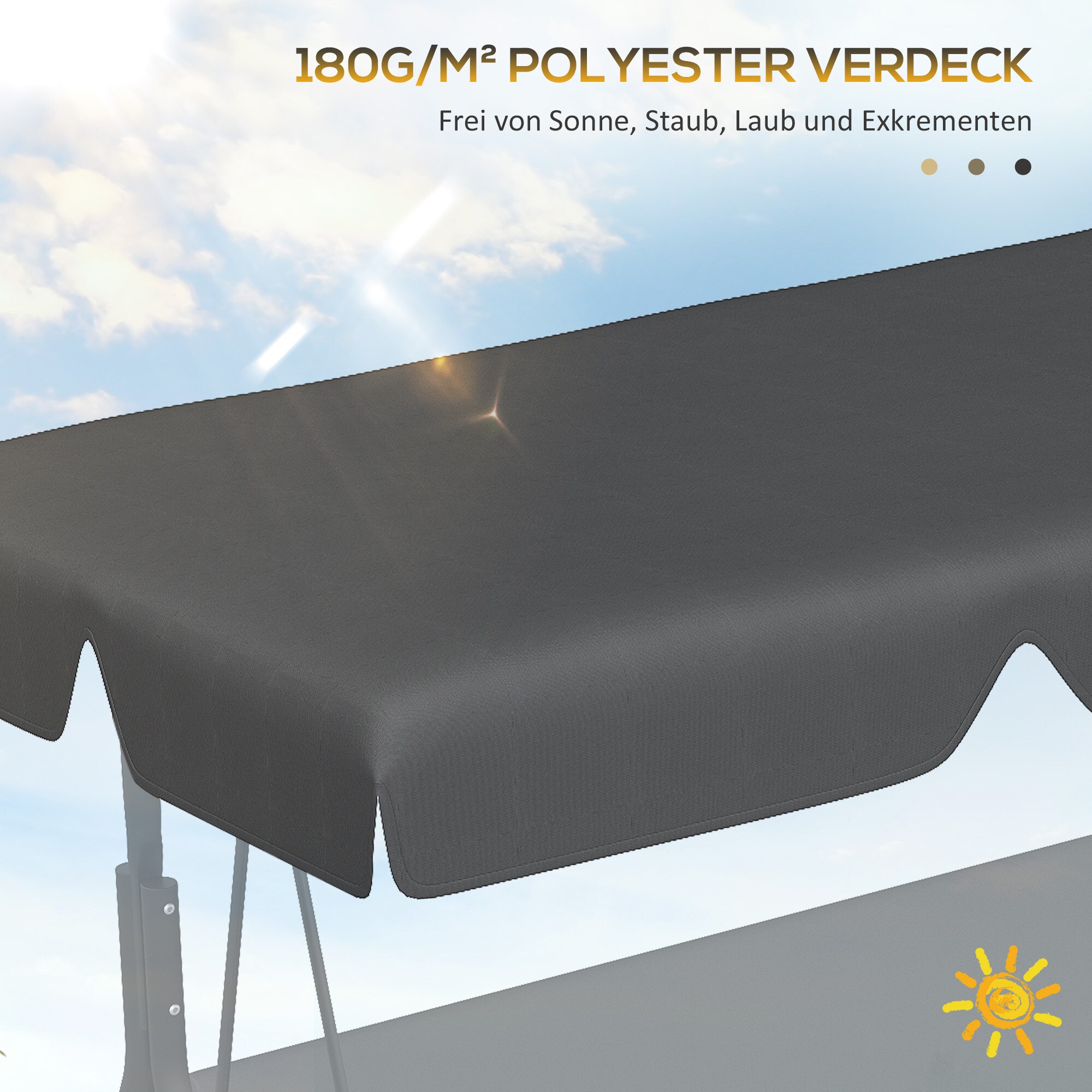 Outsunny Ersatzdach für 3-Sitzer Hollywoodschaukel grau 156L x 117B x 15H cm