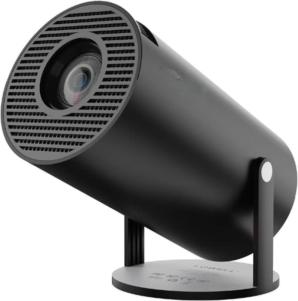 NÖRDIC Mini Portable Projector – 720p HD-støtte, Android 11, WiFi 6, BT 5.0, 180° rotasjon, hjemmekinoprojektor