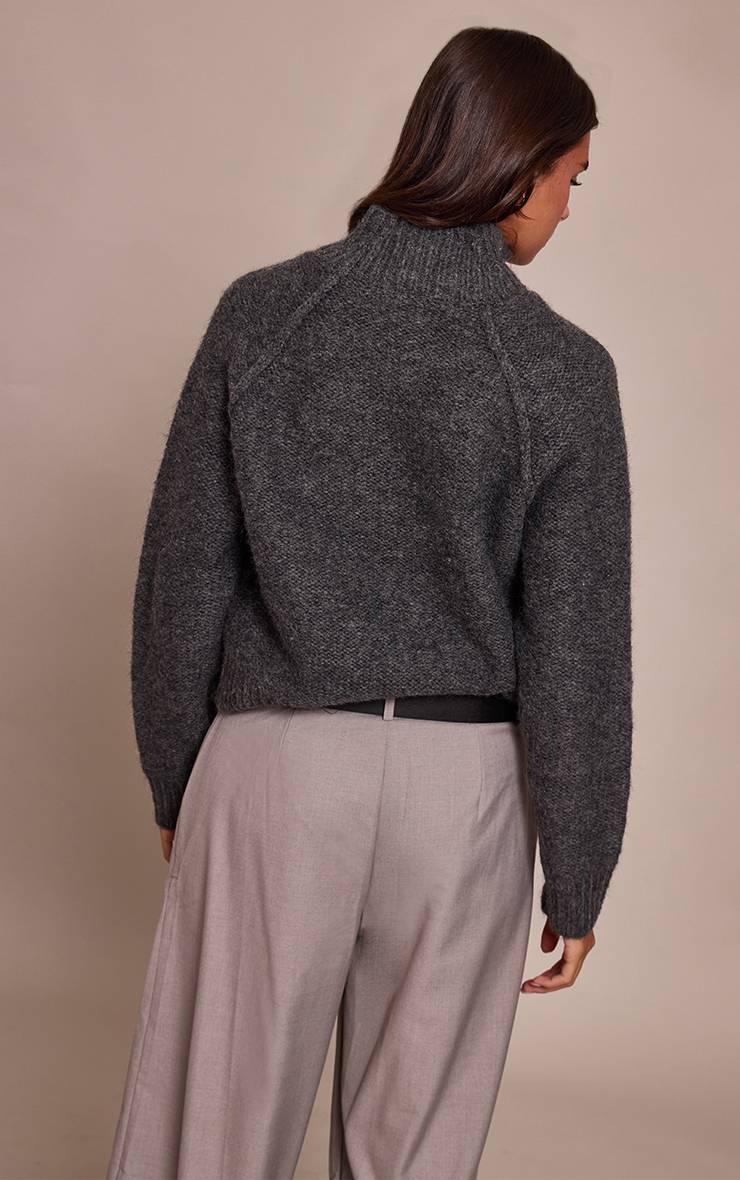 Gris Foncé Cardigan En Maille Zippé Avec Détail De Poches