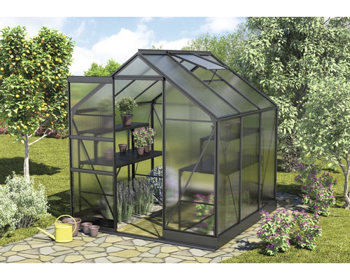 Vitavia Apollo 3800 kas, 4 mm dubbelwandige polycarbonaat panelen met fundering, 195x199 cm, zwart