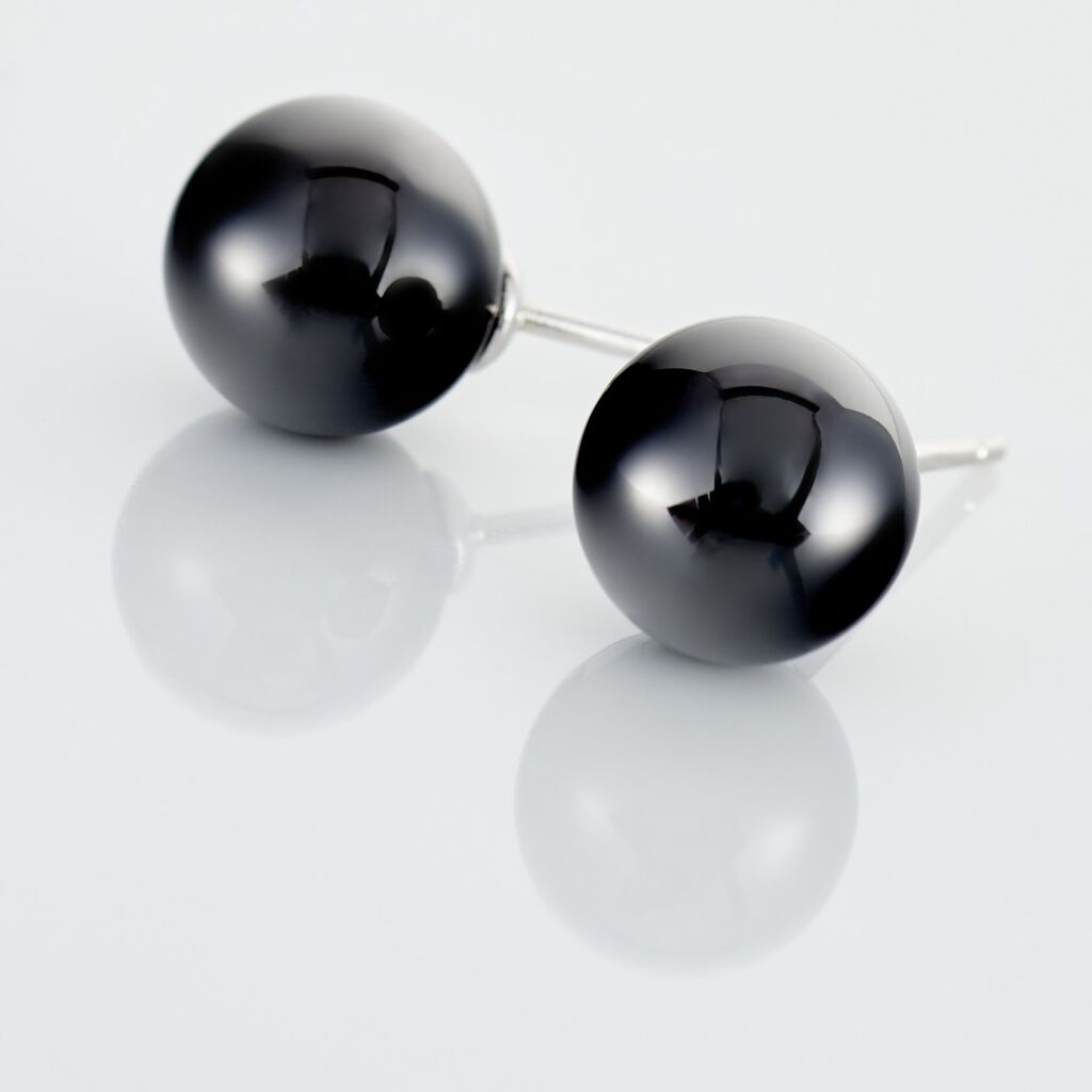 Boucles D'oreilles Puces Orbe Argent Blanc Céramique
