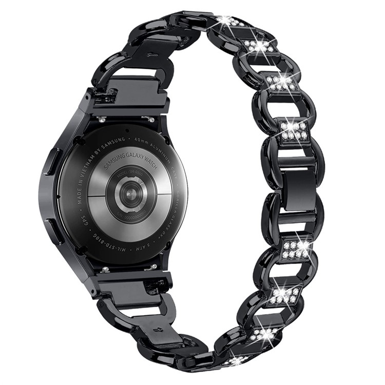 Samsung Galaxy Watch 5 (44/40mm) / Watch 5 Pro (45mm) Edelstahl Armband mit Strasssteinen (Gelenkumfang: 135-225mm) - Schwarz