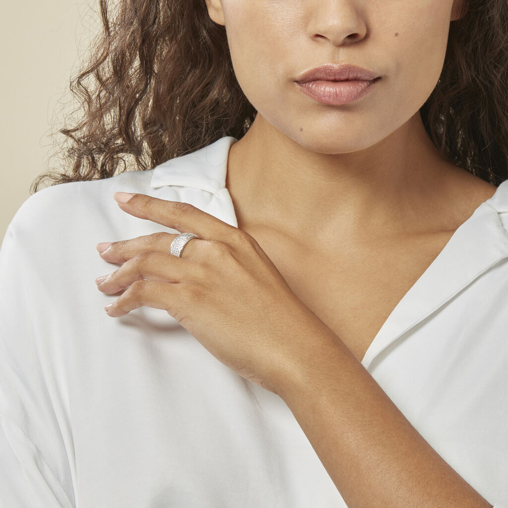 Bague Jonc Kamille Argent Blanc Oxyde De Zirconium