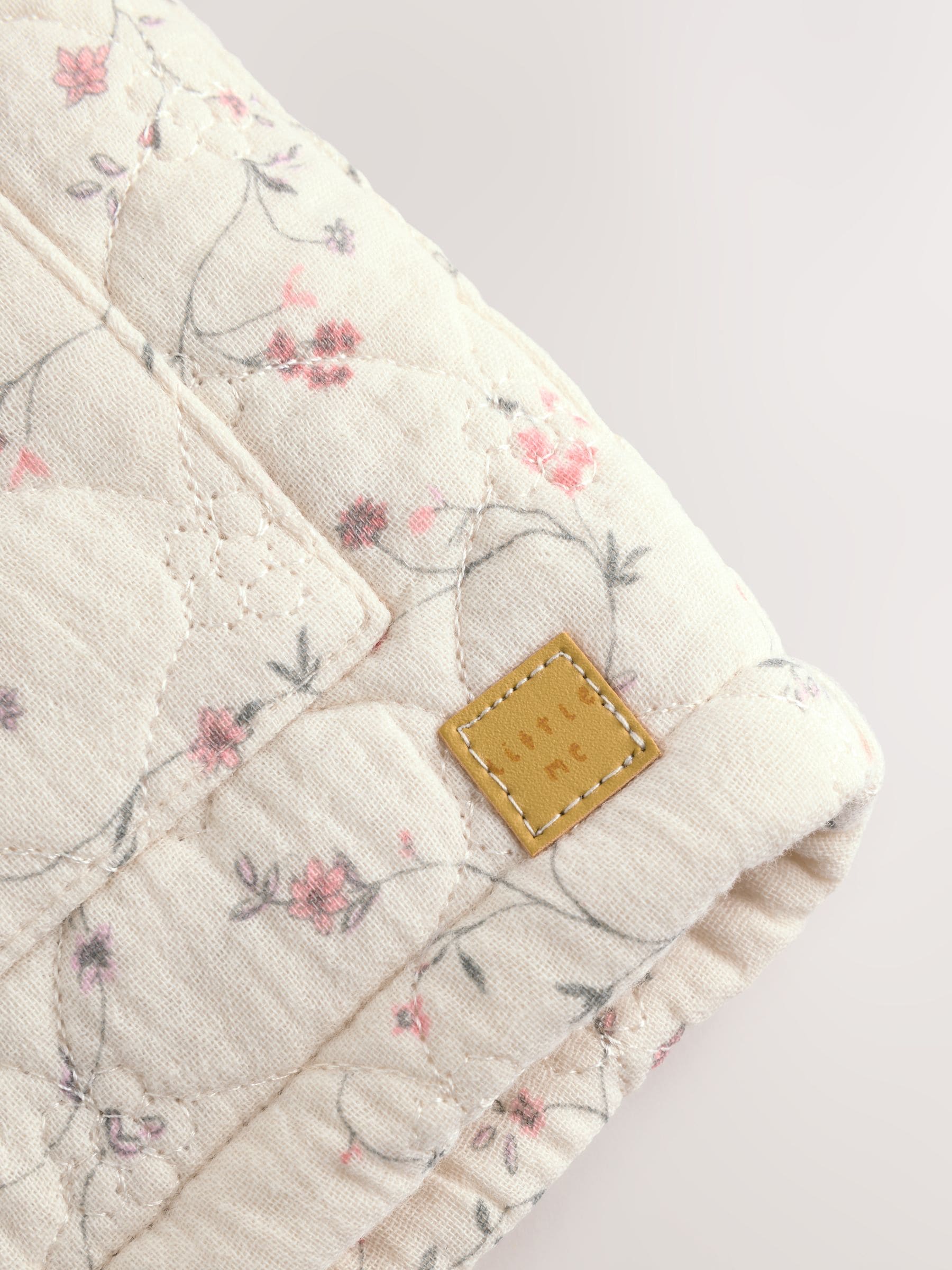 Ecru met bloemenmotief - Baby jas van jersey met kreukeltextuur (0mnd-2jr)