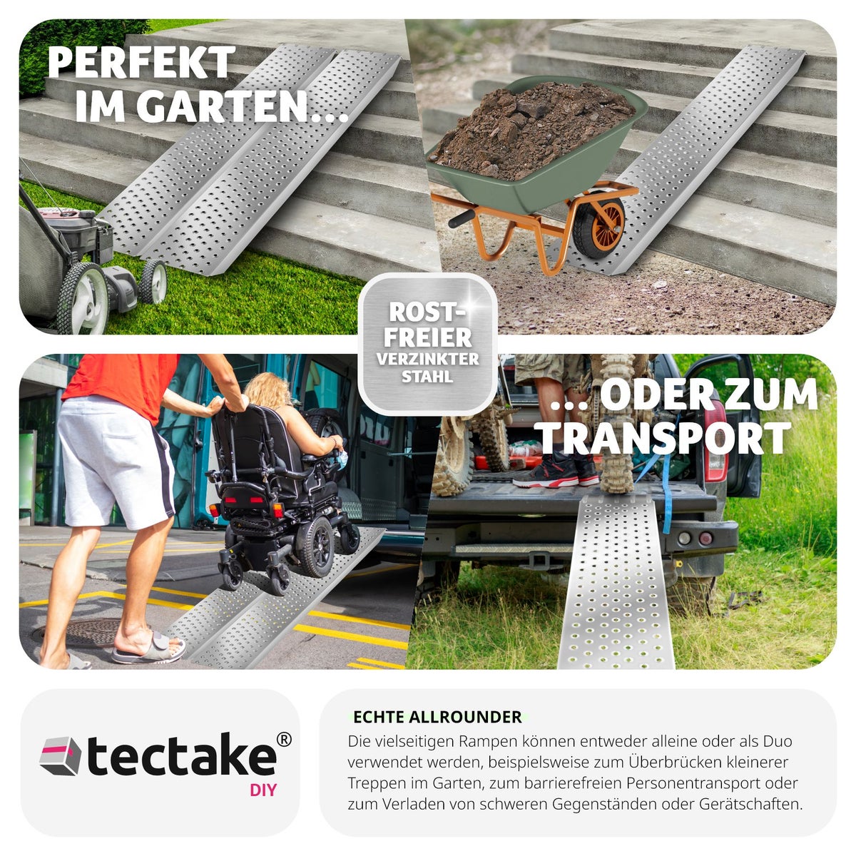 tectake Sven laadbruggen, set van 2, 160 x 23 x 4,5 cm