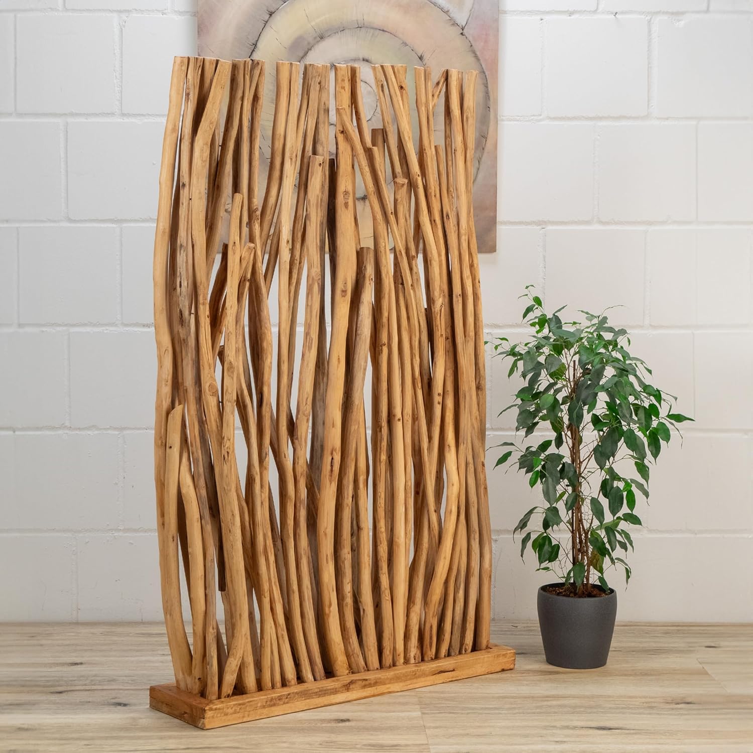 DESIGN DELIGHTS RAUMTEILER Tekea | Teakholz, 130x80 cm, Hellbraun | Äste Paravent, Wurzelholz Trennwand, Holz Sichtschutz, Treibholz Raumtrenner, Dekoobjekt
