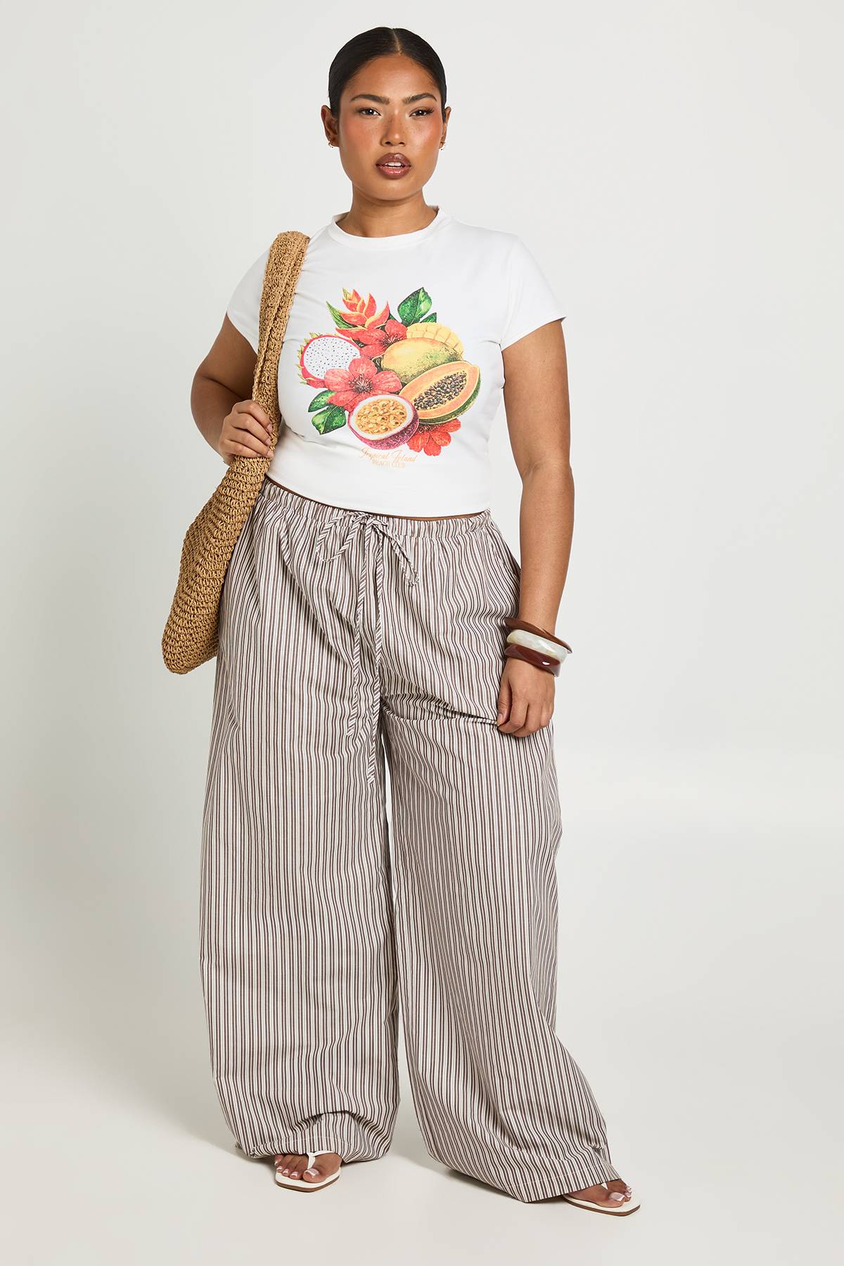boohoo T-shirt Court Grande Taille Imprimé Fruits