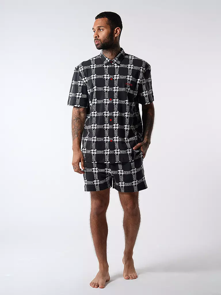 HUGO Pyjama HOUNDSTOOTH schwarz