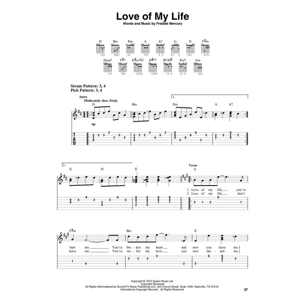 Hal Leonard Bohemian Rhapsody songboek voor gitaar
