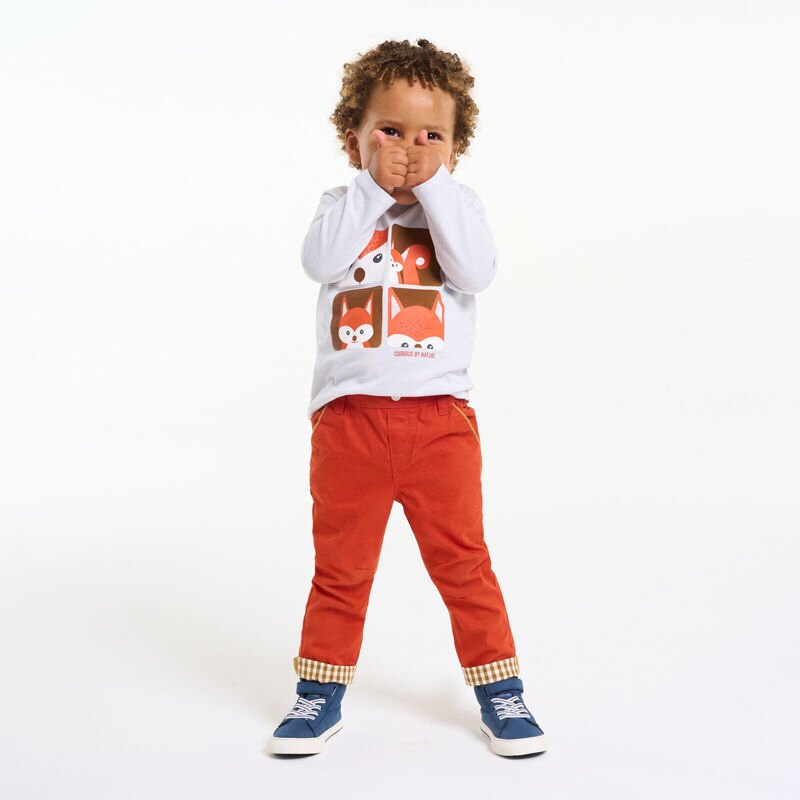 Pantalon toile rouge bébé garçon Orange