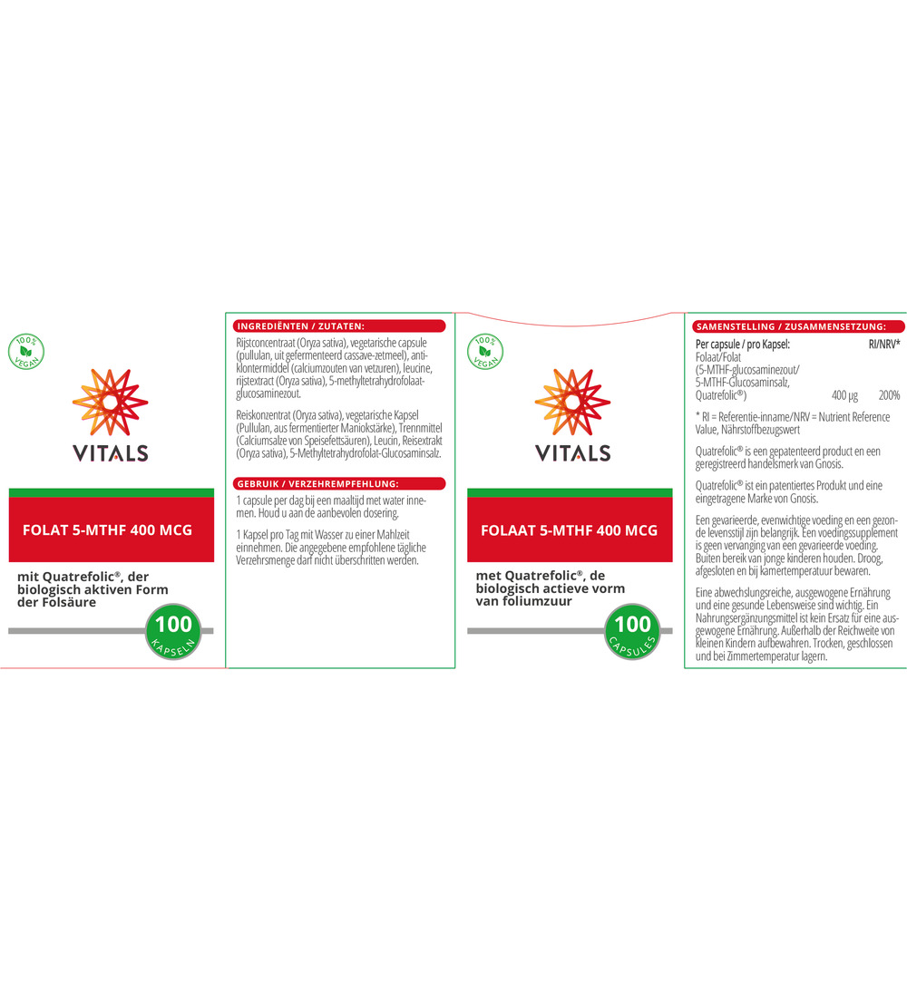 Vitals Folaat 5-MTHF 400 mcg (100 capsules)