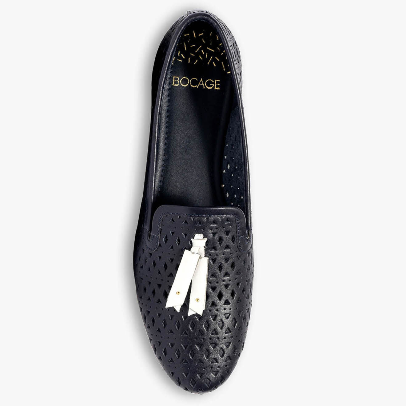 Bocage Slippers  en Cuir ajouré Anael marine