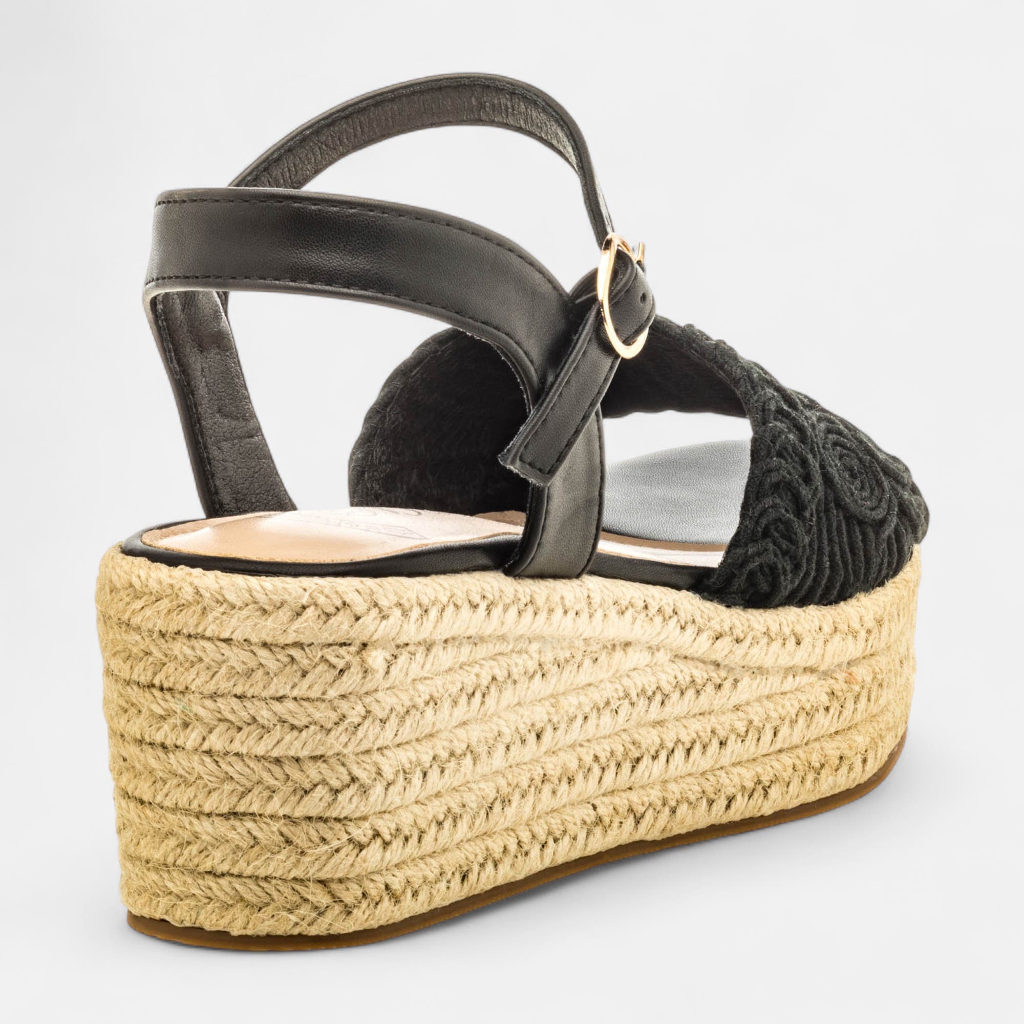 Espadrilles à talon compensé Femme noir