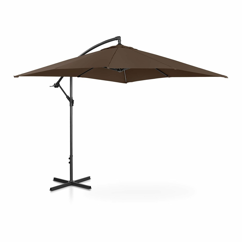 Parasol déporté rectangulaire 250 x 250 cm inclinable marron