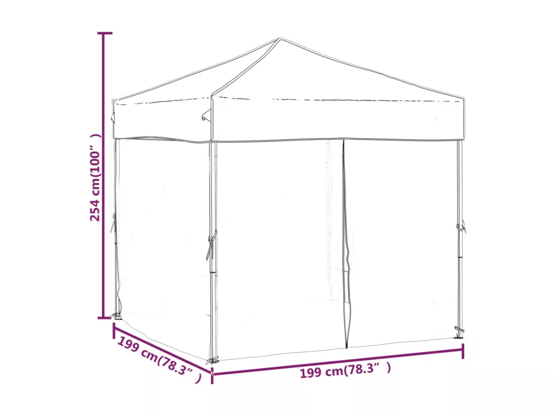 Tente de réception pliable avec parois Noir 2x2 m
