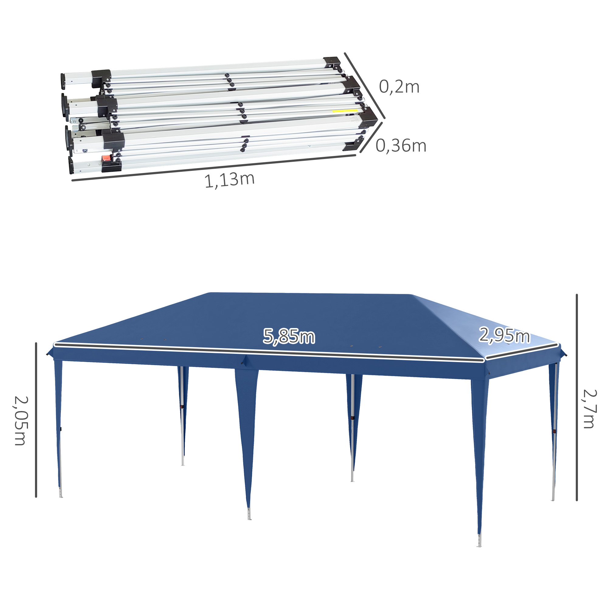 Tenda dobrável Outsunny azul