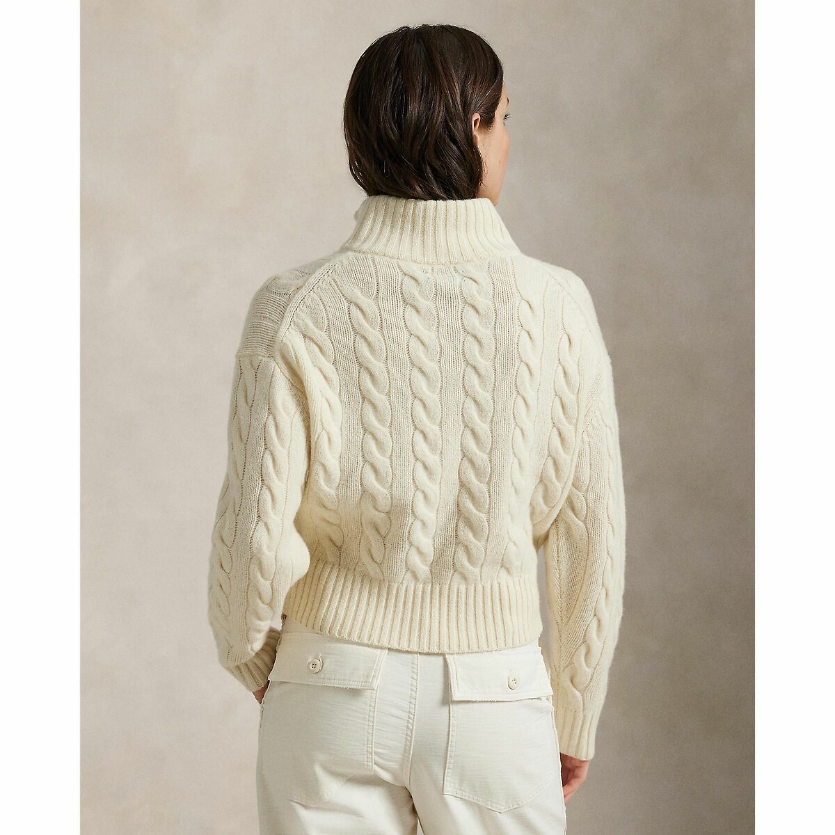 POLO RALPH LAUREN<br>Suéter de tricô com zíper, lã e cashmere