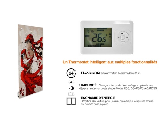 ILO - Radiateur rayonnant / radiateur électrique rayonnant mural/ 500w / +28 motifs, d...