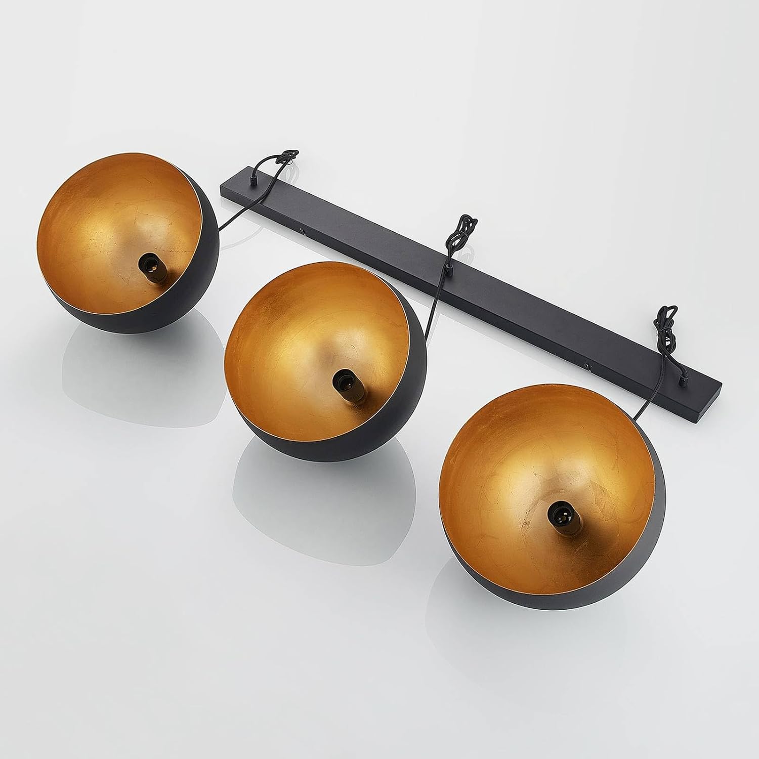 Lindby Esstisch Pendelleuchte schwarz gold Metall, Hängeleuchte Esszimmer 3x E27 ohne Leuchtmittel Hängelampe Wohnzimmer Pendellampe Esszimmerlampe