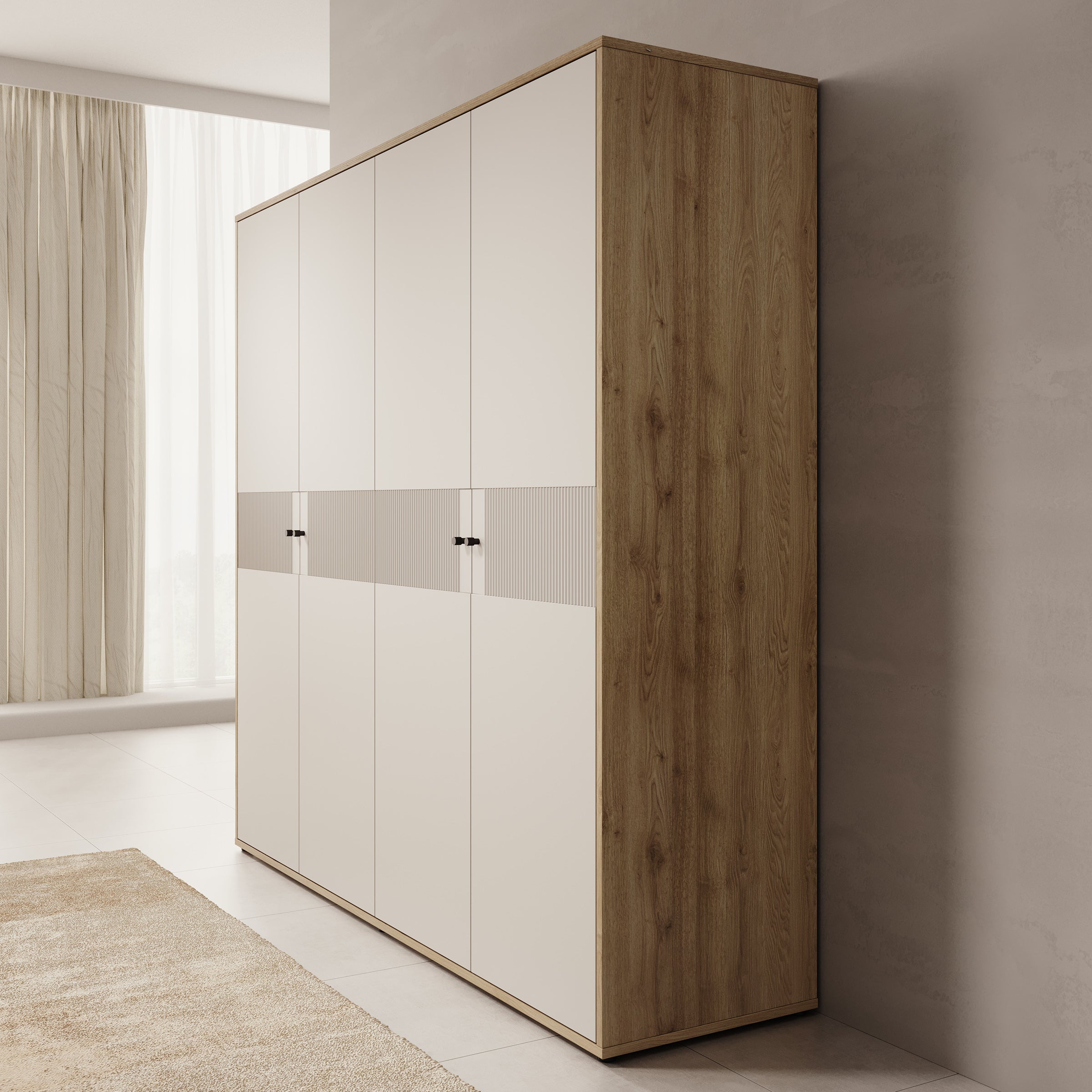 Riggs - Kledingkast 4-deurs - Beige - 224x59x213 cm