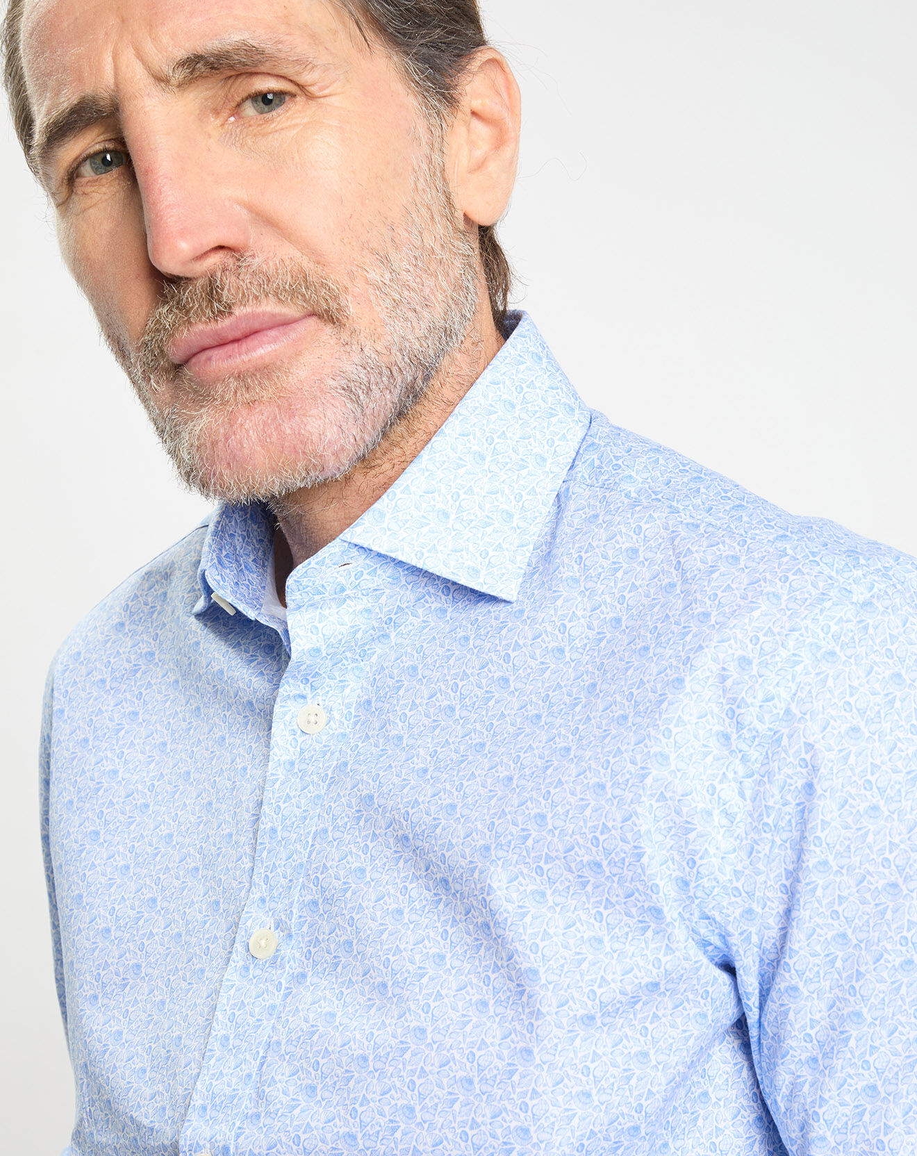 Hackett London Chemise Slim Fit à imprimé coquillage bleu ciel