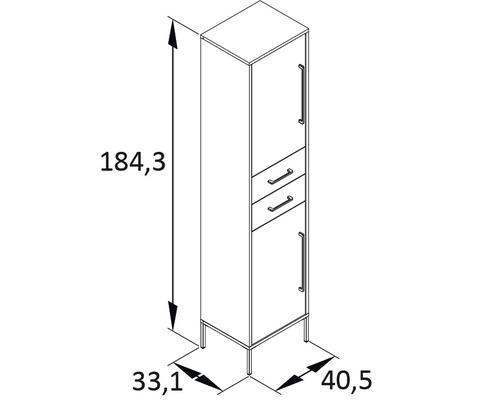 Kent hoge kast van Möbelpartner, afmetingen (B x H x D): 40,5 x 184,3 x 33,1 cm, frontkleur: groen