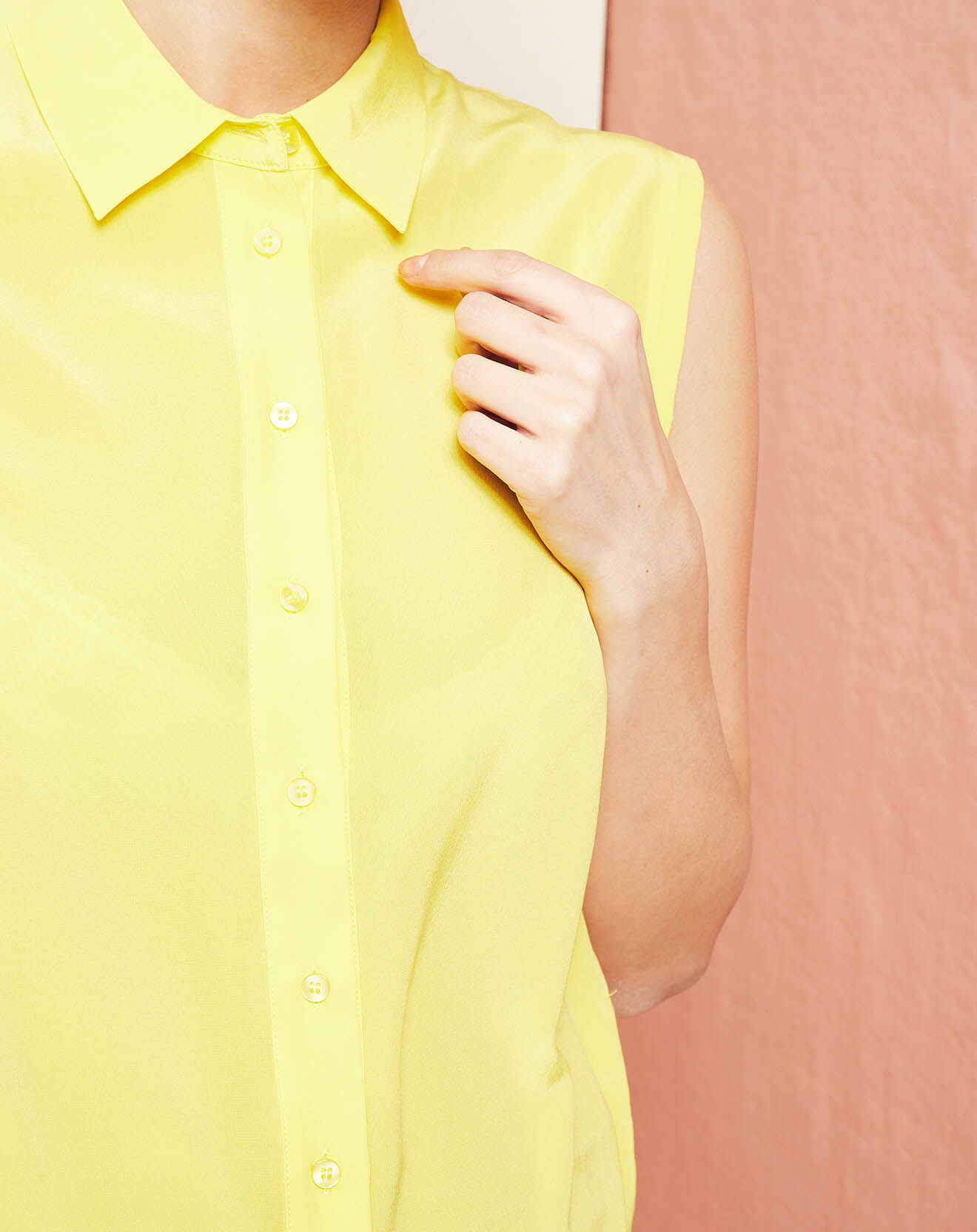 Hotel Particulier Chemisier sans manches 100% Soie jaune