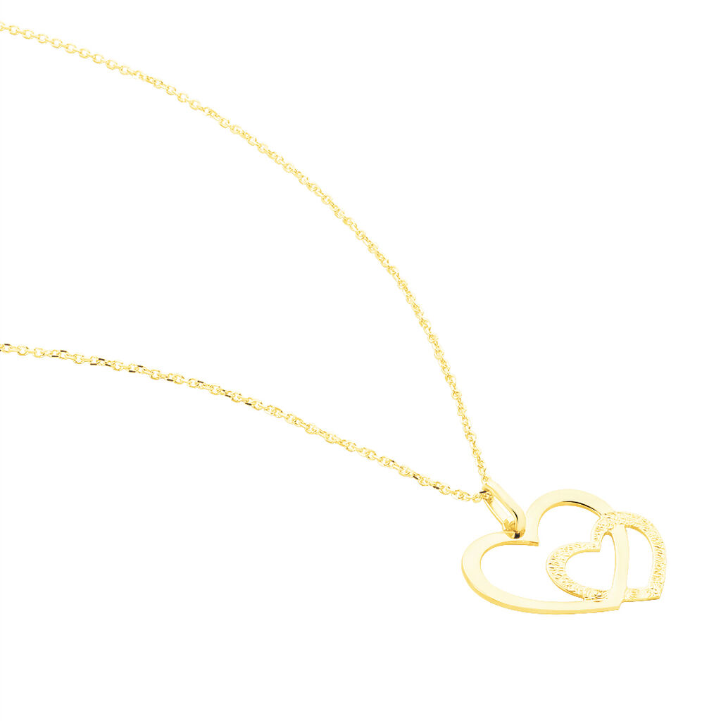 Collier Double Cœur Or Jaune