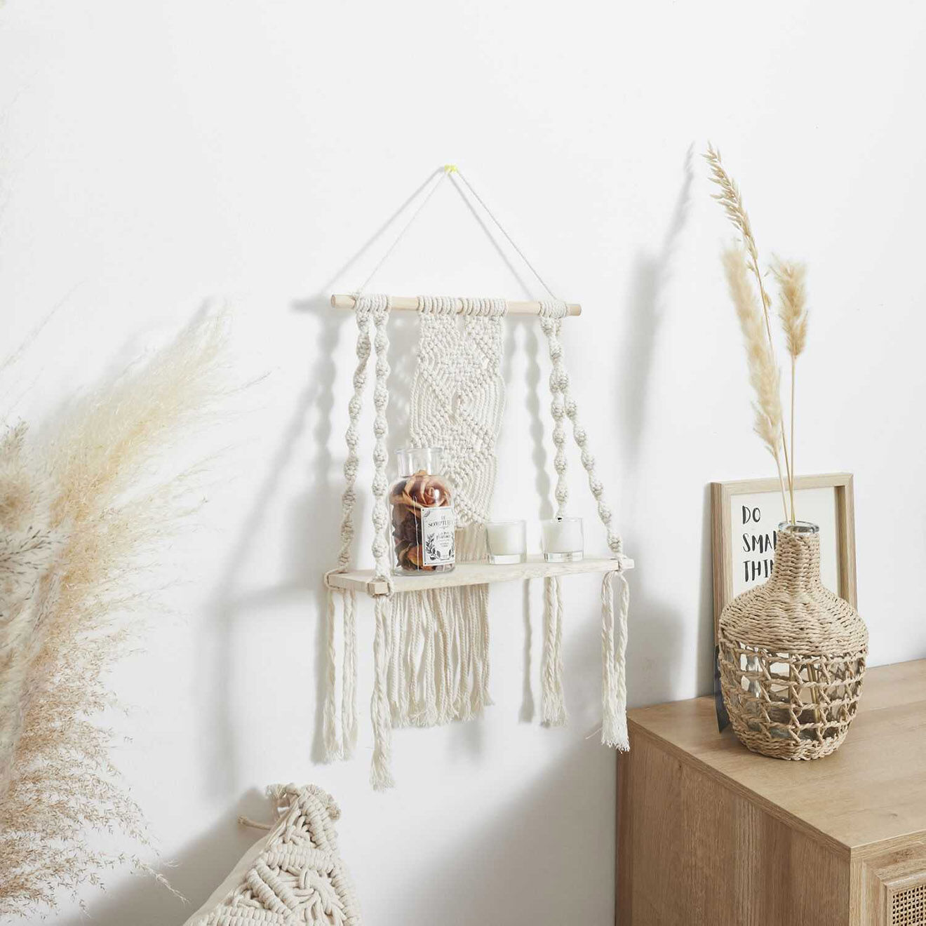 Home Deco Factory Etagère déco Boho beige/marron - 30x50x15 cm