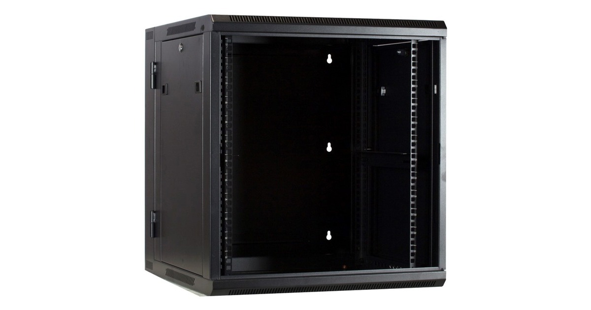 DSI12U wandkast (kantelbaar) met glazen deur - DS6612-DOUBLE server rack  (Zwart, 600 x 600 x 635mm)