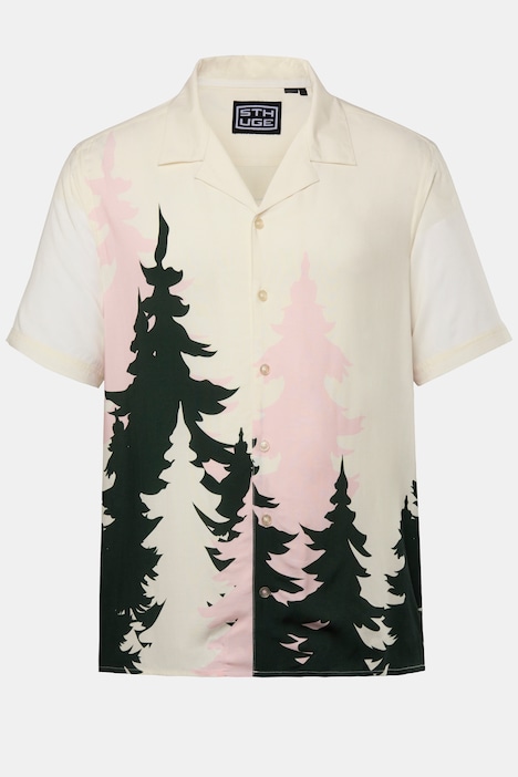 STHUGE Hemd, Halbarm, Alloverprint, Cuba Kragen, kastiger Fit, bis 8 XL