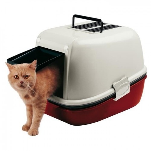 Bandeja higiênica para gatos Ferplast Magix branca e vermelha
