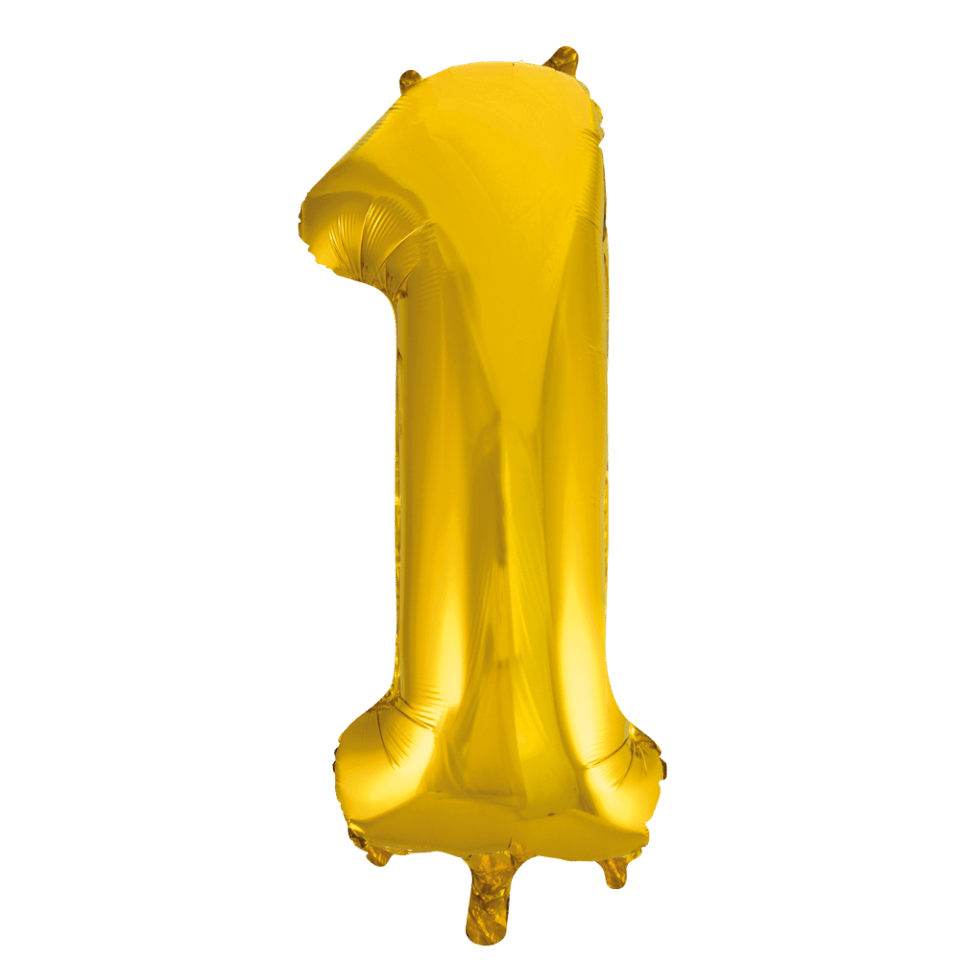 Folie Ballon Cijfer 1 Goud XL 86cm leeg