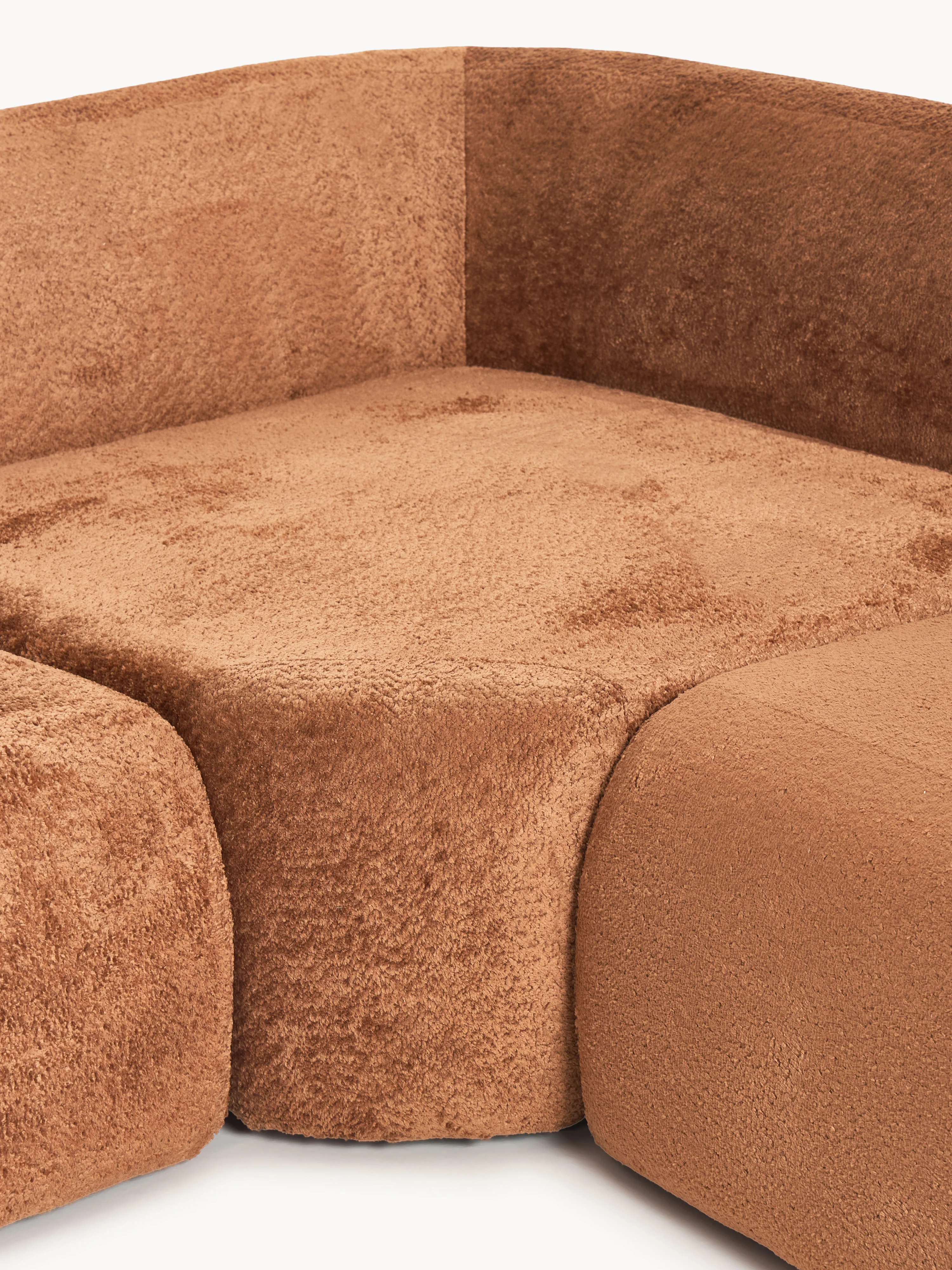 Modulaire teddy-bouclé hoekbank Wolke (4-zits) met chaise longue