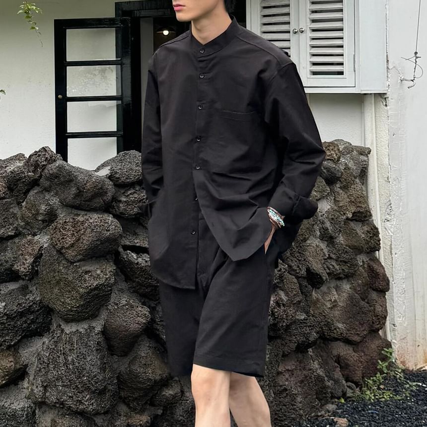DragonRoad - Mid Rise Plain Wide Leg Shorts