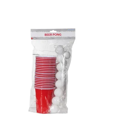 Trinkspiel, Beer Pong, 15 Bälle und 22 Trinkbecher, für ca. 550 ml